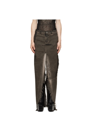 Rick Owens Gray Tower Sliced Denim Maxi Skirt