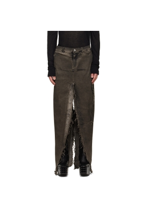 Rick Owens Gray Tower Sliced Denim Maxi Skirt