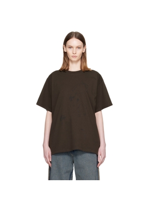 MM6 Maison Margiela Brown Horse Print Cotton T-shirt
