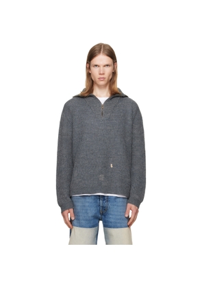 Maison Margiela Gray Mended Ribbed Sweater