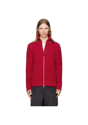 Maison Margiela Red Knit Zip-Up Sweater