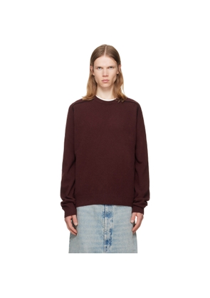 Maison Margiela Burgundy Virgin Wool Crewneck Sweater