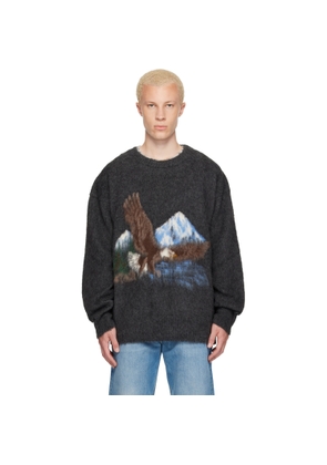 Maison Margiela Gray Brushed Eagle Sweater