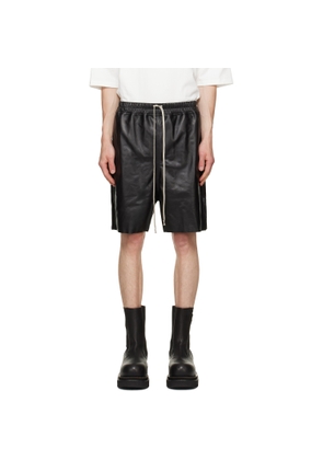 Rick Owens Black Tower Boxers Leather Shorts