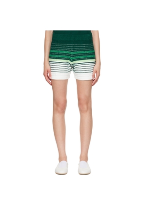 Casablanca Green & White Boucle Stripe Shorts