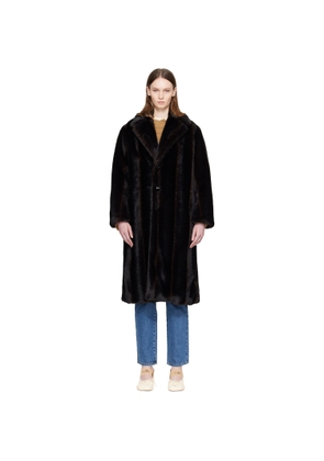 MM6 Maison Margiela Brown Faux-Fur Coat