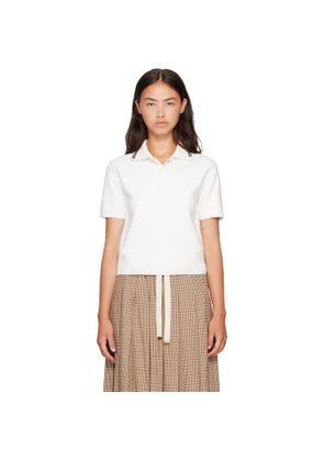 Moncler White Cotton Knit Polo