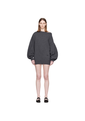 MM6 Maison Margiela Gray Off-shoulder Knit Minidress