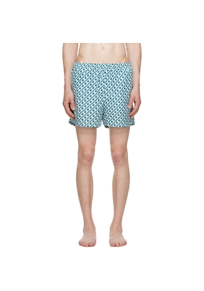 Casablanca White & Green Cubist Monogram Printed Swim Shorts