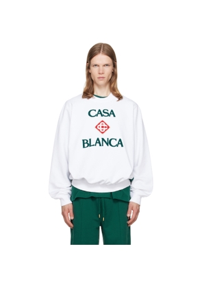 Casablanca White Diamond Logo Embroidered Sweatshirt