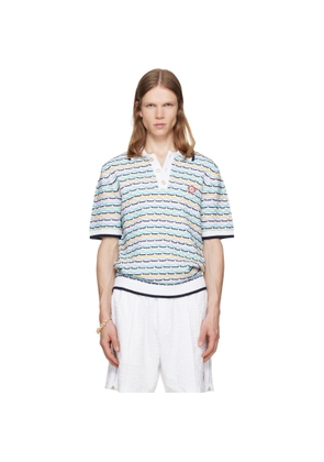 Casablanca White Tuck Stitch Short Sleeve Polo