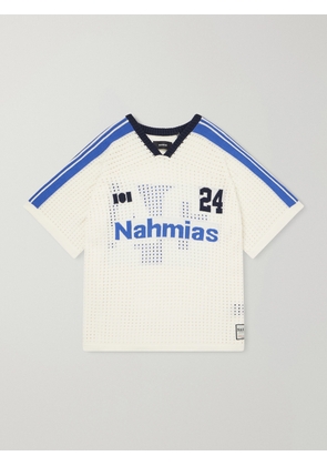 NAHMIAS - Logo-Jacquard Perforated Cotton T-Shirt - Men - White - S