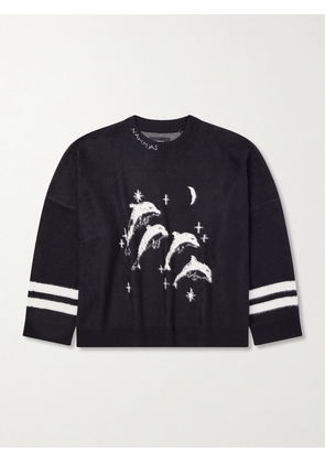 NAHMIAS - Dolphin Dreams Logo-Embroidered Cotton and Wool-Blend Sweater - Men - Black - S