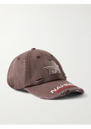 NAHMIAS - Miracle Distressed Logo-Embroidered Cotton-Twill Cap - Men - Brown