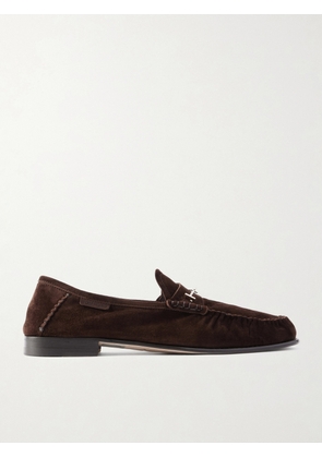 TOM FORD - Ripley Embellished Suede Loafers - Men - Brown - EU 41