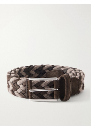 Anderson's - 3.5 cm Suede-Trimmed Woven Belt - Men - Brown - EU 75