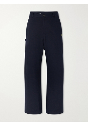 LOEWE - Logo-Embroidered Wide-Leg Cotton-Blend Drill Trousers - Men - Blue - IT 46