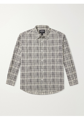 FrizmWORKS - Striped Crinkled Cotton-Blend Shirt - Men - Gray - S