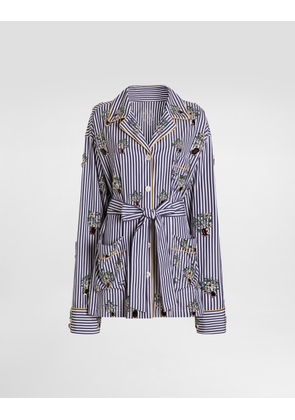 Dolce & Gabbana Vanity Shirt With Crystal Flower Embroidery - Woman Shirts And Tops Multi-colored 42