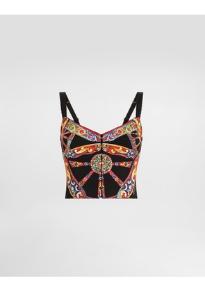 Dolce & Gabbana Carretto-print Charmeuse Top - Woman Shirts And Tops Multicolor 38