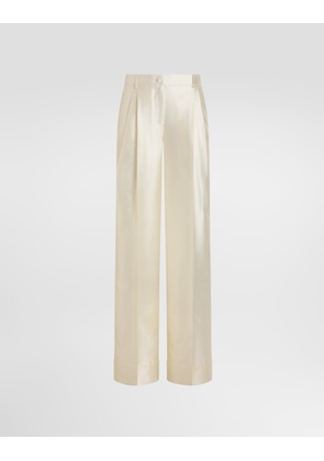 Dolce & Gabbana Mikado Silk Trousers - Woman Pants And Shorts White Silk 44