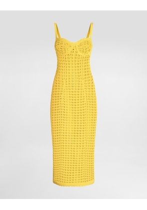 Dolce & Gabbana Crochet Bustier Dress - Woman Dresses Yellow 38