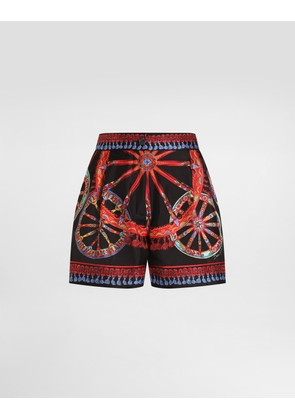Dolce & Gabbana Carretto-print Silk Vanity Bermuda Shorts - Woman Pants And Shorts Multi-colored 42