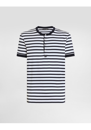 Dolce & Gabbana Serafino Striped Cotton T-shirt - Man Collection Multicolor 56