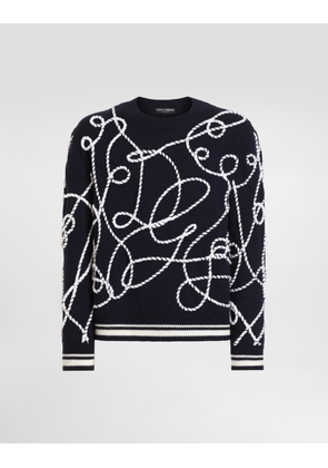 Dolce & Gabbana Virgin Wool Pullover With Embroidery - Man Sweaters And Cardigans White S