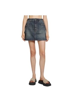 Horsebit Denim Mini Skirt