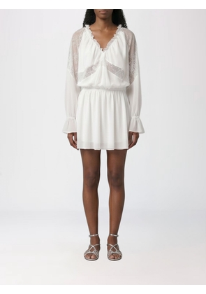 PINKO Mini Chiffon Dress with Lace Inserts