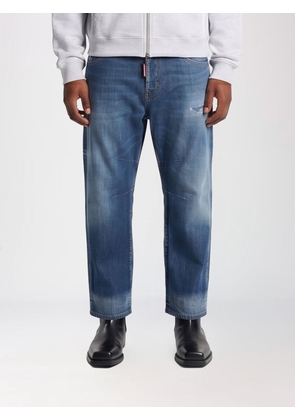 DSQUARED2 Wide Leg Jeans in Cotton Denim with a Distressed Effect