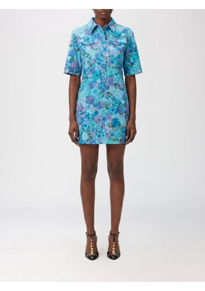 CHLOÉ Floral Print Stretch-Cotton Mini Shirt Dress with Short Sleeves