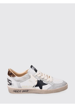 GOLDEN GOOSE Ball Star Sneakers in Leather and Pony Hair with Animal Print and Used Effect