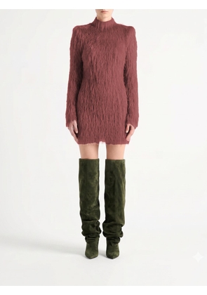 BALMAIN Sequined and Fringed Mock-Neck Mini Sheath Dress