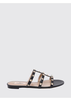 VALENTINO GARAVANI Rockstud Flat Sandals in Calfskin with Iconic Studs