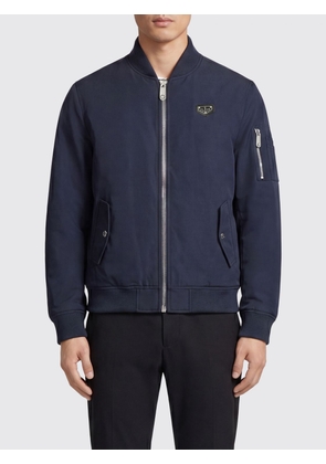 PHILIPP PLEIN Technical Fabric Bomber Jacket with Contrasting Logo and Zip Closure