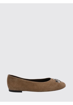 TORY BURCH Charlie Suede Ballet Flats with a Round Toe and Double T Logo