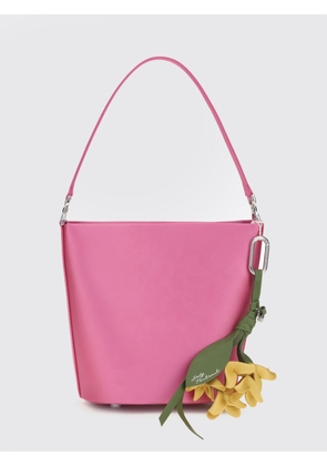 SELF-PORTRAIT Pink Satin Mini Handbag with Top Handle and Charm