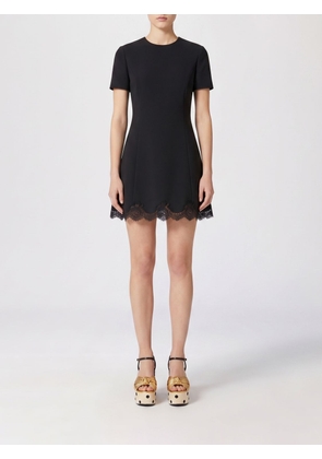 VALENTINO Lace-Insert Wool and Silk Cocktail Mini Dress