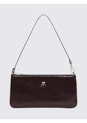 COURRÈGES Small Crinkled-Effect Patent Leather Shoulder Bag