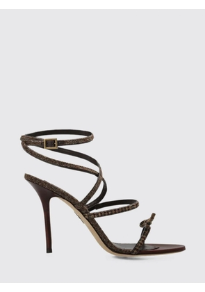 DSQUARED2 Prince of Wales Wool Sandals with Stiletto Heel and Bow
