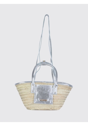 JACQUEMUS Le Petit Panier Soli Handbag in Raffia and Laminated Leather