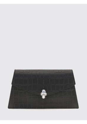 McQueen Mini Bag in Croc-Effect Calfskin Leather with Skull