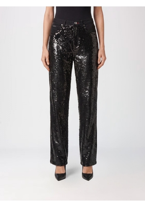 PHILIPP PLEIN Mid-Rise Straight Leg Trousers in Denim with Sequin Embroidery