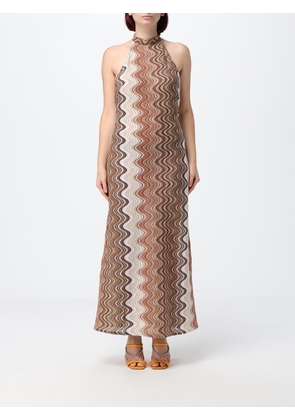 MC2 SAINT BARTH Wave Print Halterneck Jersey Maxi Dress