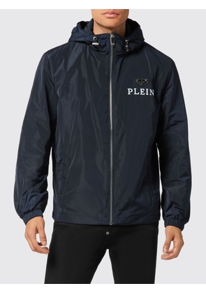 PHILIPP PLEIN Technical Fabric Hooded Windbreaker Jacket with Logo Print
