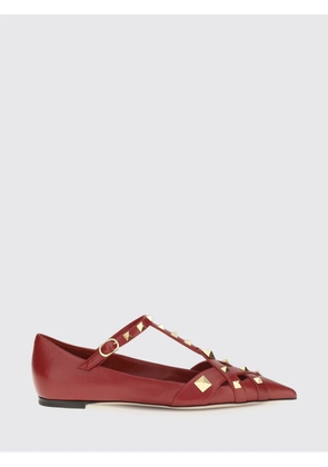 VALENTINO GARAVANI Studdy T-Strap Studded Sheepskin Ballet Flats