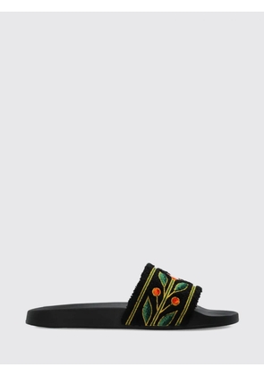 CASABLANCA Floral Embroidered Terry Mules with a Low Heel