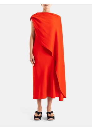 BALENCIAGA One-Shoulder Midi Evening Dress in Wool and Silk Crêpe